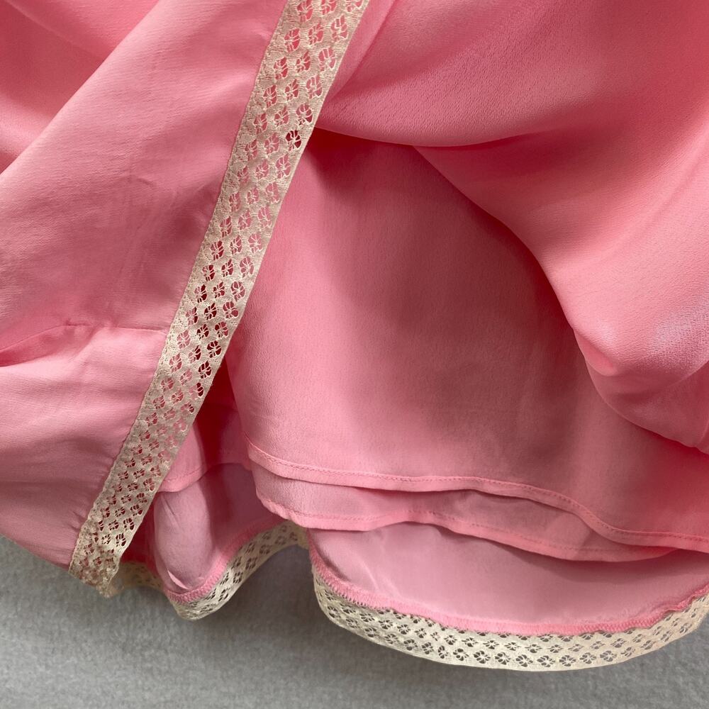 J.CREW Dress 10 Pintuck Lace Trim Slip Crepe de Chine Maxi Viscose Pink NEW - Picture 10 of 15
